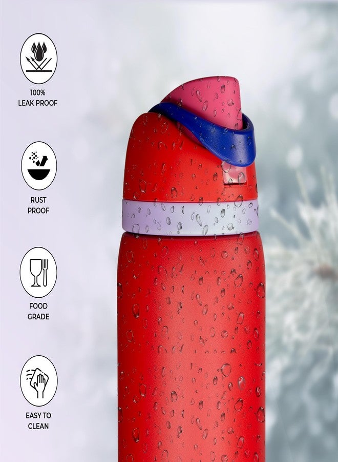 ONE AND ONLY زجاجة ماء فريدة من نوعها مصنوعة من الفولاذ المقاوم للصدأ، مانعة للتسرب، تحافظ على المشروبات ساخنة أو باردة لساعات | خالية من مادة BPA، معزولة بجدار مزدوج | هدية مثالية للنساء والرجال | مناسبة للسفر، متينة (أحمر) - Image 4